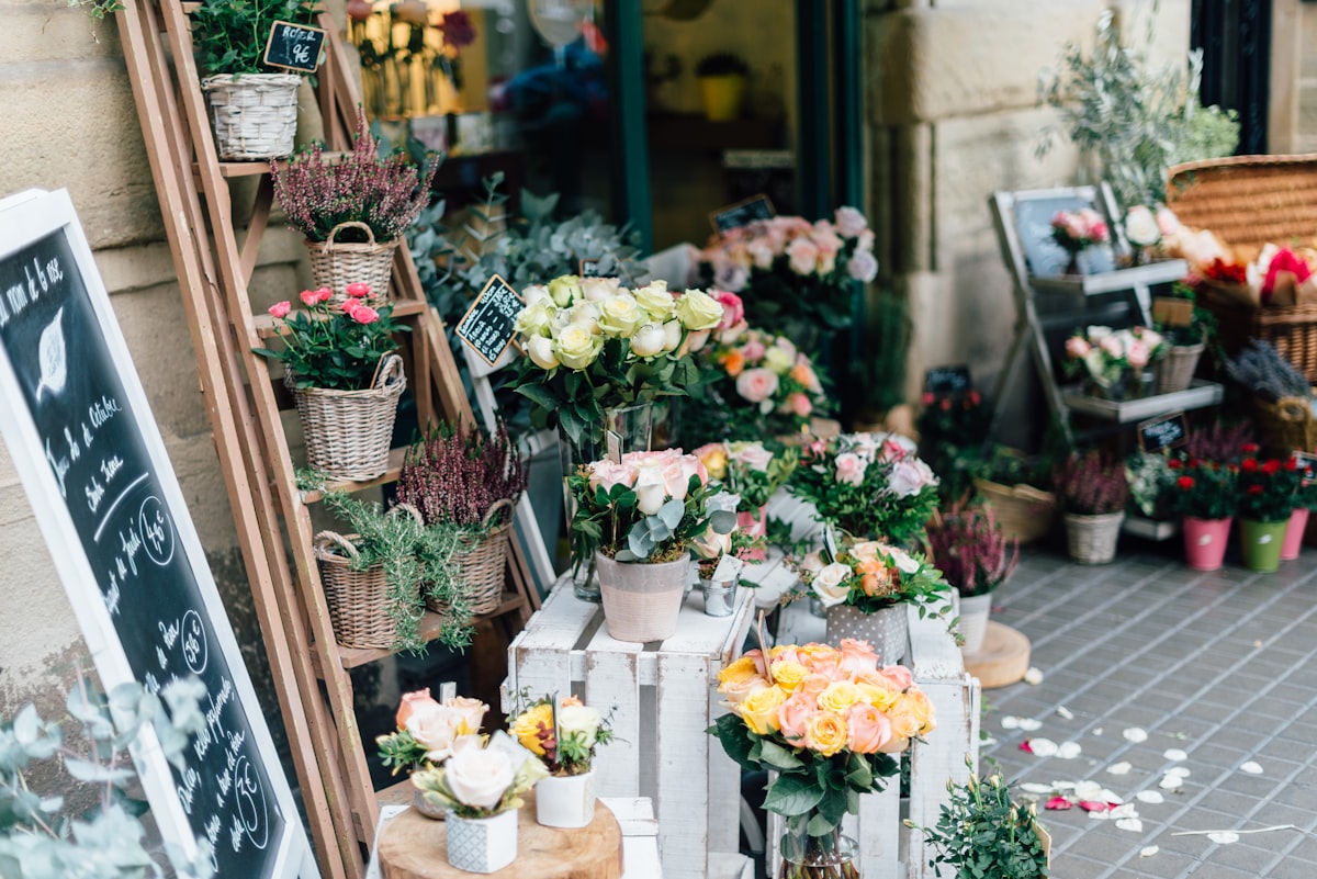 Liz Chandy arranging flowers