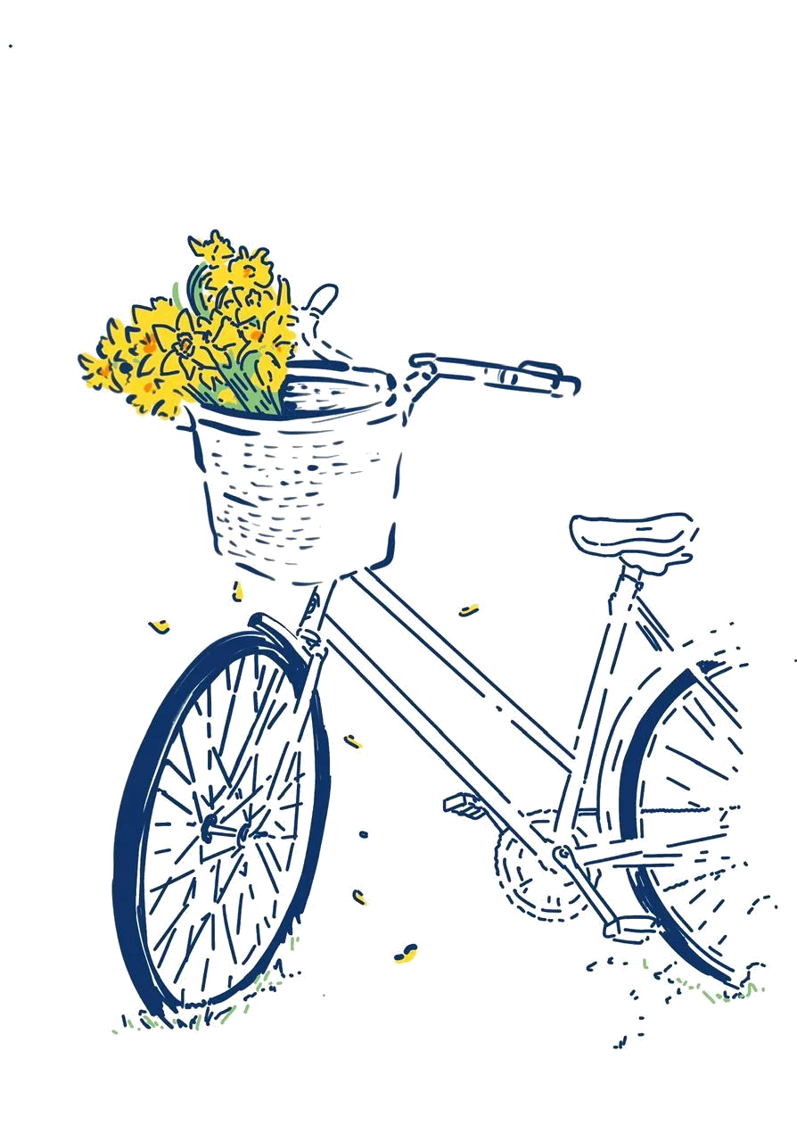 Delivering fresh flowers by bicycle